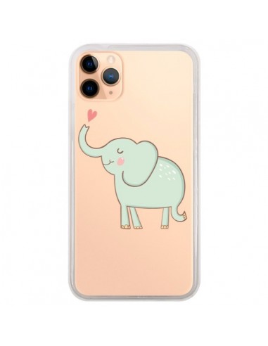 Coque iPhone 11 Pro Max Elephant Elefant Animal Coeur Love  Transparente - Petit Griffin