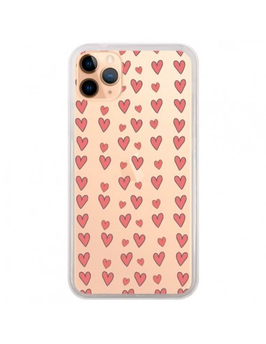 Coque iPhone 11 Pro Max Coeurs Heart Love Amour Rouge Transparente - Petit Griffin