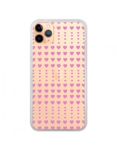 Coque iPhone 11 Pro Max Coeurs Heart Love Amour Rose Transparente - Petit Griffin