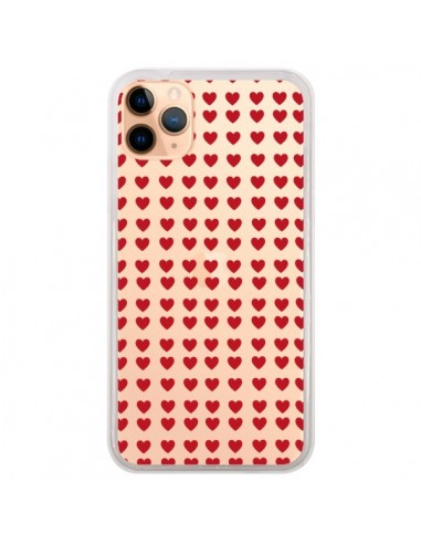 Coque iPhone 11 Pro Max Coeurs Heart Love Amour Red Transparente - Petit Griffin