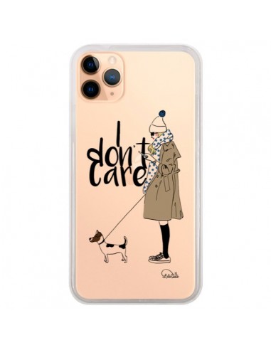 Coque iPhone 11 Pro Max I don't care Fille Chien Transparente - Lolo Santo