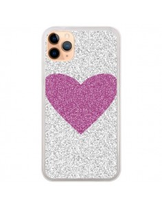 Coque iPhone 11 Pro Max Coeur Rose Argent Love - Mary...