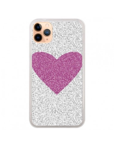 Coque iPhone 11 Pro Max Coeur Rose Argent Love - Mary Nesrala