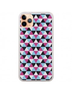 Coque iPhone 11 Pro Max Azteque Triangles Rose Bleu Gris...