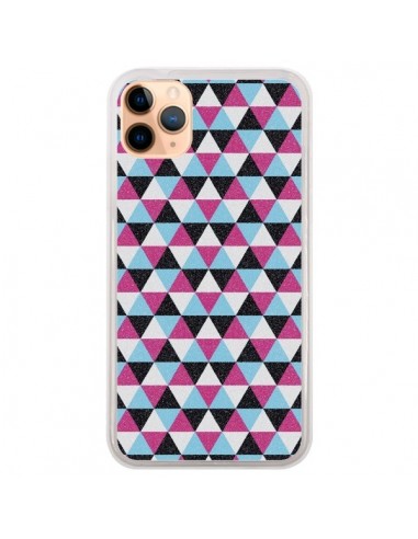 Coque iPhone 11 Pro Max Azteque Triangles Rose Bleu Gris - Mary Nesrala