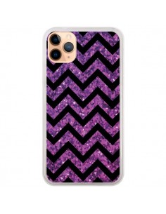 Coque iPhone 11 Pro Max Chevron Purple Sparkle Triangle...