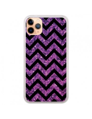 Coque iPhone 11 Pro Max Chevron Purple Sparkle Triangle Azteque - Mary Nesrala