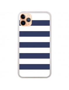 Coque iPhone 11 Pro Max Bandes Marinières Bleu Blanc...