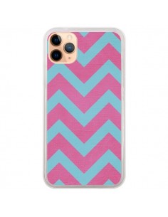 Coque iPhone 11 Pro Max Strawberry Chevron Rose Bleu -...