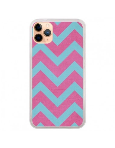 Coque iPhone 11 Pro Max Strawberry Chevron Rose Bleu - Mary Nesrala