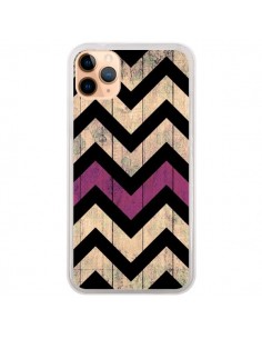 Coque iPhone 11 Pro Max Chevron Vintage Bois Wood - Mary...