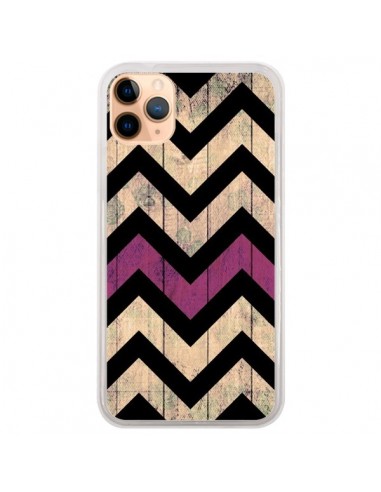 Coque iPhone 11 Pro Max Chevron Vintage Bois Wood - Mary Nesrala