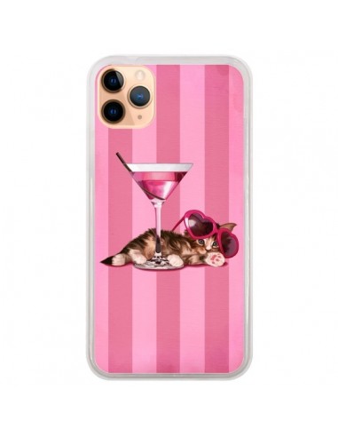 Coque iPhone 11 Pro Max Chaton Chat Kitten Cocktail Lunettes Coeur - Maryline Cazenave