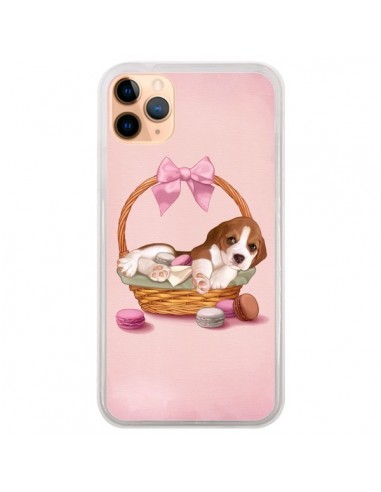 Coque iPhone 11 Pro Max Chien Dog Panier Noeud Papillon Macarons - Maryline Cazenave