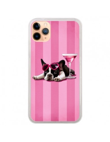 Coque iPhone 11 Pro Max Chien Dog Cocktail Lunettes Coeur Rose - Maryline Cazenave