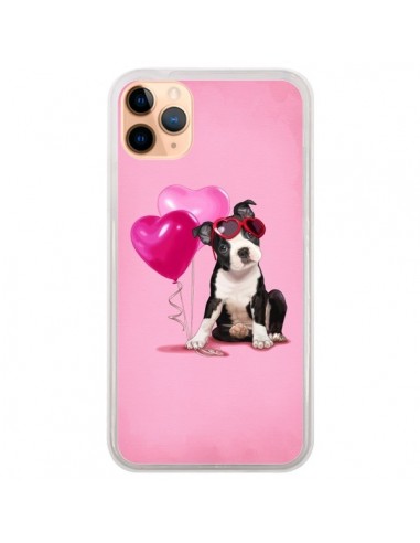 Coque iPhone 11 Pro Max Chien Dog Ballon Lunettes Coeur Rose - Maryline Cazenave