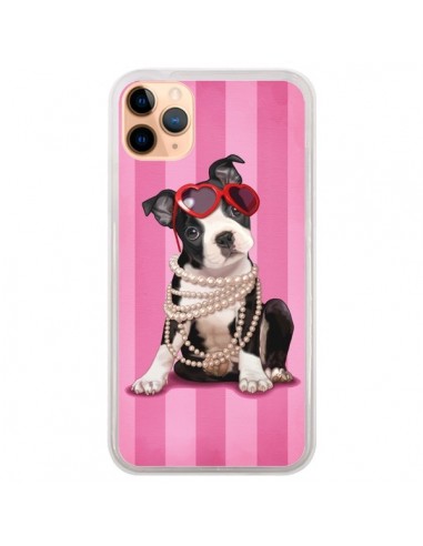 Coque iPhone 11 Pro Max Chien Dog Fashion Collier Perles Lunettes Coeur - Maryline Cazenave