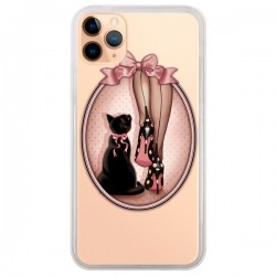Coque iPhone 11 Pro Max Lady Chat Noeud Papillon Pois...