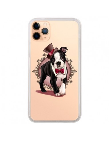 Coque iPhone 11 Pro Max Chien Bulldog Dog Gentleman Noeud Papillon Chapeau Transparente - Maryline Cazenave