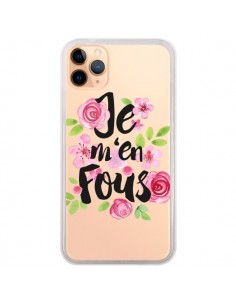 Coque iPhone 11 Pro Max Je M'en Fous Fleurs Transparente...