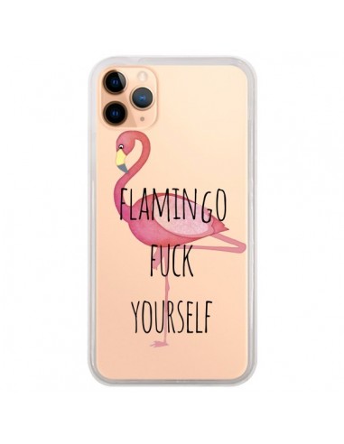 Coque iPhone 11 Pro Max Flamingo Fuck Transparente - Maryline Cazenave