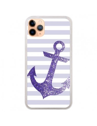 Coque iPhone 11 Pro Max Ancre Violet Navire - Monica Martinez