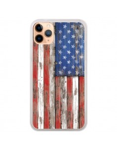 Coque iPhone 11 Pro Max Drapeau USA Vintage Bois Wood -...