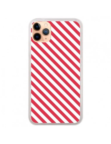 Coque iPhone 11 Pro Max Bonbon Candy Rose et Blanche Rayée - Nico