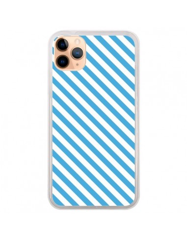 Coque iPhone 11 Pro Max Bonbon Candy Bleue et Blanche Rayée - Nico