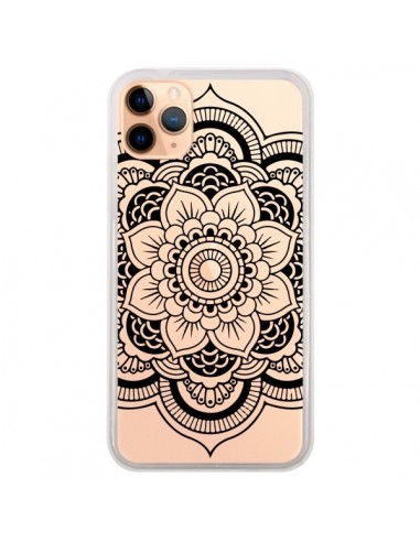 Coque iPhone 11 Pro Max Mandala Noir Azteque Transparente - Nico