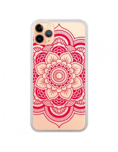 Coque iPhone 11 Pro Max Mandala Rose Fushia Azteque Transparente - Nico