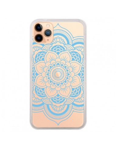 Coque iPhone 11 Pro Max Mandala Bleu Azteque Transparente - Nico