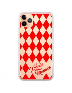 Coque iPhone 11 Pro Max I Love Monaco et Losange Rouge -...