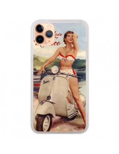 Coque iPhone 11 Pro Max Pin Up With Love From Monaco Vespa Vintage - Nico