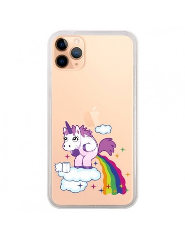 Coque iPhone 11 Pro Max Licorne Caca Arc en Ciel Transparente - Nico