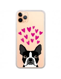 Coque iPhone 11 Pro Max Boston Terrier Coeurs Chien...