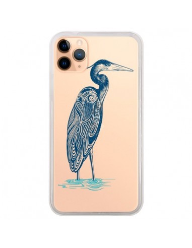 Coque iPhone 11 Pro Max Heron Blue Oiseau Transparente - Rachel Caldwell