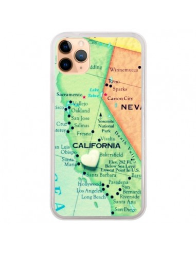 Coque iPhone 11 Pro Max Carte Map Californie - R Delean