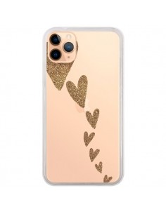 Coque iPhone 11 Pro Max Coeur Falling Gold Hearts...