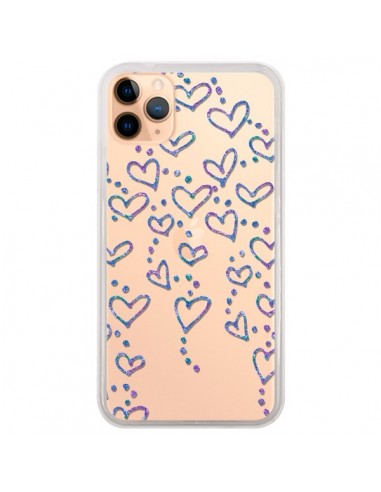 Coque iPhone 11 Pro Max Floating hearts coeurs flottants Transparente - Sylvia Cook