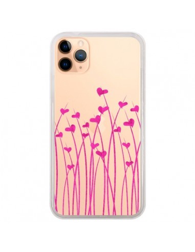 Coque iPhone 11 Pro Max Love in Pink Amour Rose Fleur Transparente - Sylvia Cook