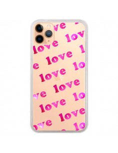 Coque iPhone 11 Pro Max Pink Love Rose Transparente -...