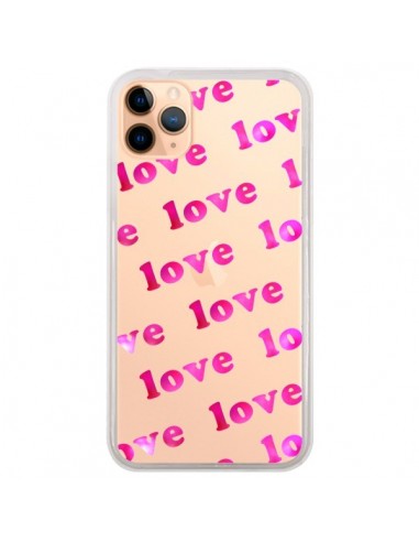Coque iPhone 11 Pro Max Pink Love Rose Transparente - Sylvia Cook