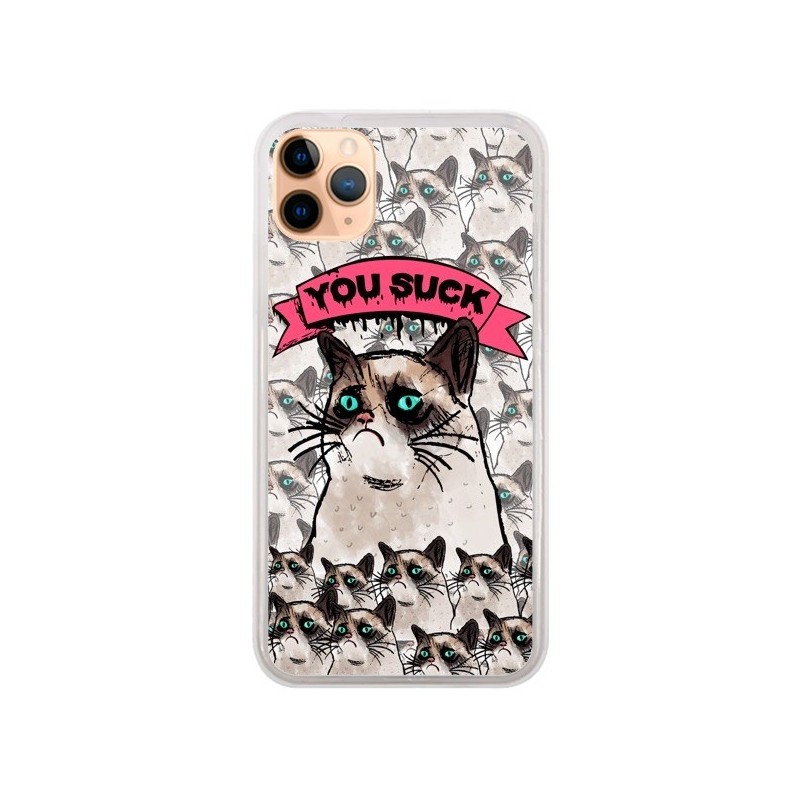 Coque iPhone 11 Pro Max Chat Grumpy Cat - You Suck - Sara Eshak