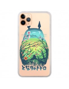 Coque iPhone 11 Pro Max Totoro Manga Flower Transparente...