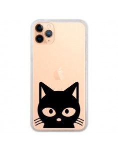 Coque iPhone 11 Pro Max Tête Chat Noir Cat Transparente -...