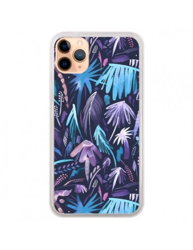 Coque iPhone 11 Pro Max Brushstrokes Tropical Palms Navy - Ninola Design