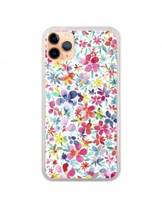 Coque iPhone 11 Pro Max Colorful Flowers Petals Blue -...