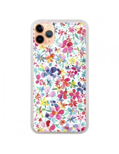 Coque iPhone 11 Pro Max Colorful Flowers Petals Blue - Ninola Design