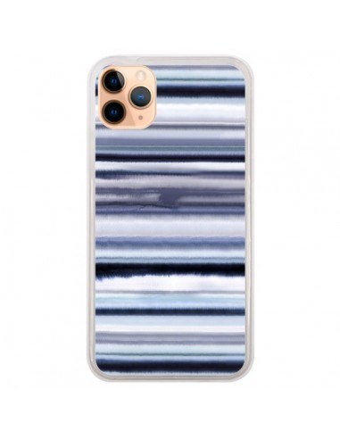 Coque iPhone 11 Pro Max Degrade Stripes Watercolor Navy - Ninola Design